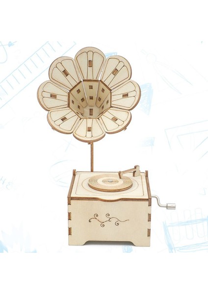 El Yapımı Fonograf Müzik Kutusu Malzemeleri Ahşap Dıy Süsler Retro Müzik Kutusu Yaratıcı Dıy Bilimsel Yaratıcılık Modeli (Yurt Dışından)