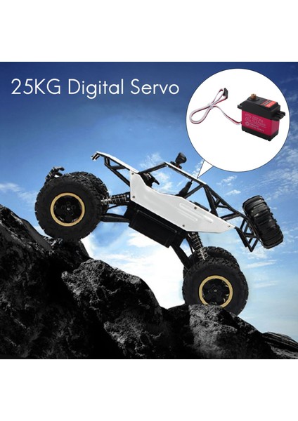 25 kg Dijital Servo Tam Metal Dişli Yüksek Tork Su Geçirmez Rc Araba Paletli Robot Kontrol Açısı 270 ° (Yurt Dışından)