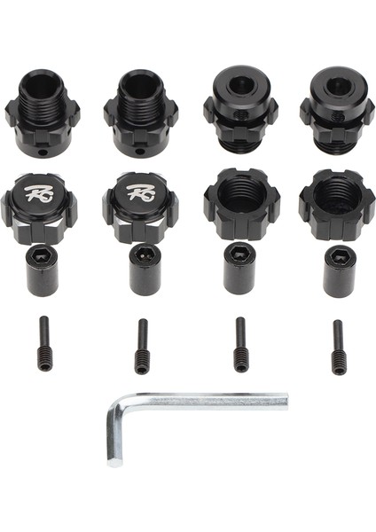 4 Adet 17MM Altıgen Somun Adaptörü Kamalı Tekerlek Hub Uzatma Birleştirici 1/10 Traxxas E-Revo Zırvesı Rc Araba Parçaları, Siyah (Yurt Dışından)
