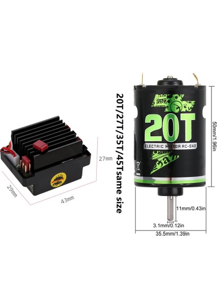 320A Esc + 540 Fırçalı Motor 1/10 Rc Araba Eksenel SCX10 90046 Traxxas Trx4 D90 Hsp Hpı Tamiya Redcat, 20 T (Yurt Dışından) fırsatları