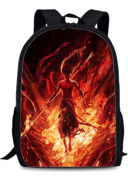Yeni Nezha Baskı Ilkokul ve Ortaokul Öğrencileri Büyük Boy Kapasiteli Omuz Sırt Çantası 28*13*44CM (Yurt Dışından)