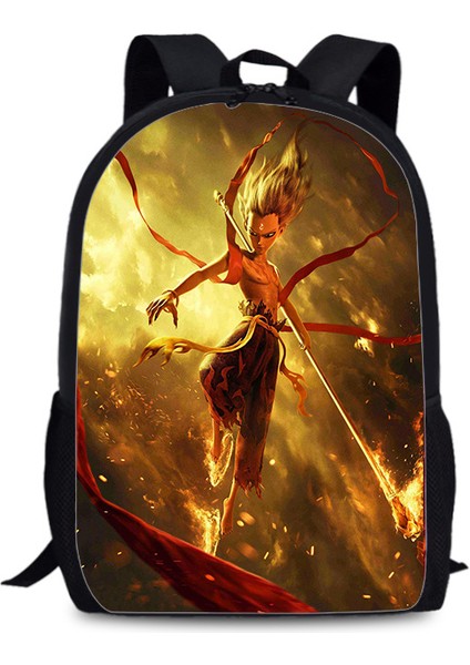Yeni Nezha Baskı Ilkokul ve Ortaokul Öğrencileri Büyük Boy Kapasiteli Omuz Sırt Çantası 28*13*44CM (Yurt Dışından)