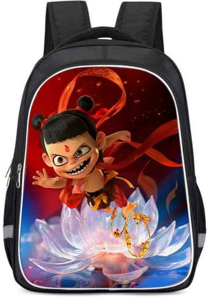 Ilkokul Öğrencileri Okul Çantası Nezha Karikatür Omuz Çantası Anime Çocuk Okul Çantası 16 Inç (Yurt Dışından)