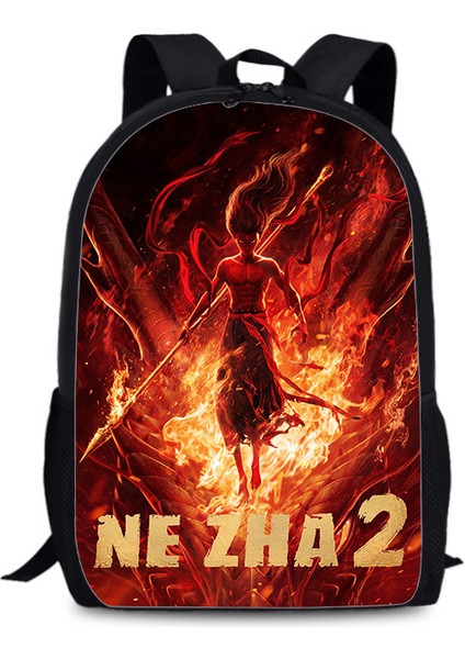 Yeni Nezha Baskı Ilkokul ve Ortaokul Öğrencileri Büyük Boy Kapasiteli Omuz Sırt Çantası 28*13*44CM (Yurt Dışından)