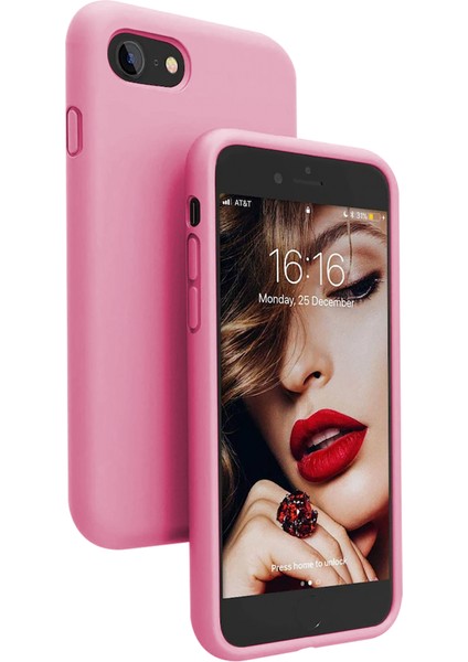 Apple iPhone 8 Ince Mat Silikon Kılıf Pembe