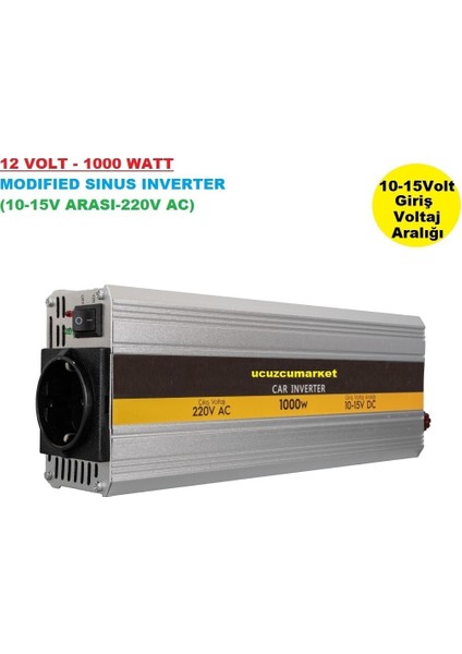 Inverter 12 Volt - 1000 Watt Modıfıed Inverter (10-15V ARASI-220V Ac)