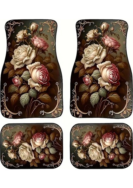 Araba Vintage Ayak Paspasları Halı Kirlenmeye Dayanıklı Paspaslar 4'lü Set (Yurt Dışından)