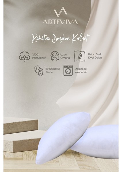 2'li Kırlent Kılıfı Iç Yastığı 45X45 350 gr Boncuk Silikon Elyaf Kırlent Içi - Antialerjik Malzeme