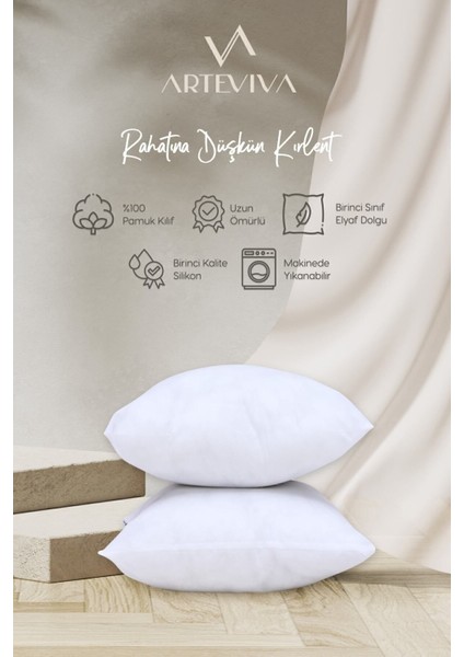 2'li Kırlent Kılıfı Iç Yastığı 45X45 350 gr Boncuk Silikon Elyaf Kırlent Içi - Antialerjik Malzeme fırsatları