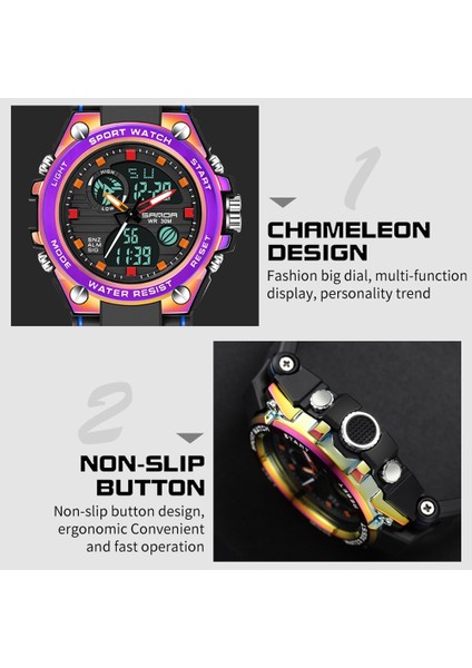 Çift Dijital Ekran Erkek Kuvars Saat 6008 Senfoni Mor 6008 Senfoni Mor (Yurt Dışından) fırsatları