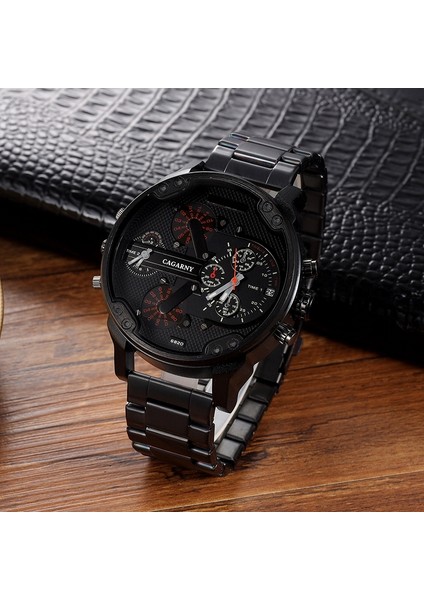 6820 Erkekler Çift Ekran Izle Siyah Kabuk Turuncu Göz Çelik Bant Siyah Kabuk Turuncu Göz Çelik Bant (Yurt Dışından)