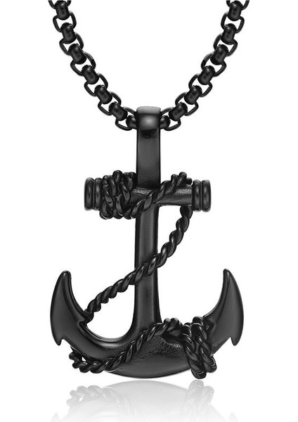 Çapa Dümen Haç Kolye Titanyum Çelik Erkek Kolye Moda Aksesuarları Altın Gümüş (Yurt Dışından)