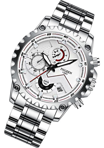 5055 Erkek Su Geçirmez Spor Saat Beyaz Çelik Beyaz Yüzey Beyaz Çelik Beyaz Yüzey (Yurt Dışından) fırsatları