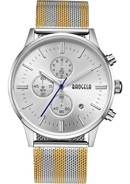 Baoga 1611 Erkekler Için Küçük Üç Iğneli Saat Gümüş ve Beyaz Arasında Altın Gümüş ve Beyaz Arasında Altın (Yurt Dışından)