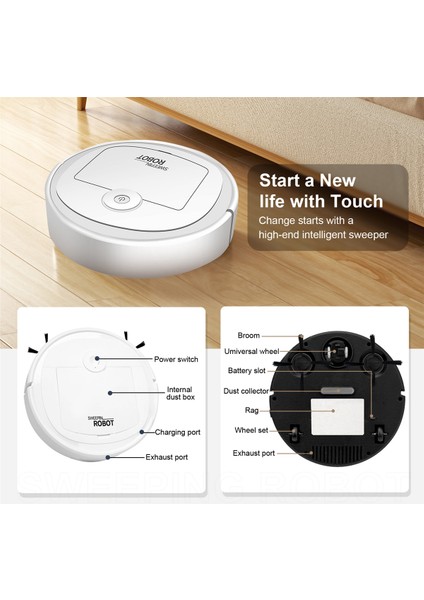 Robotik Vakum Akıllı Düşük Gürültülü Zemin Süpürgesi Toz Toplayıcı Halı Temizleyici, Beyaz (Yurt Dışından) fırsatları