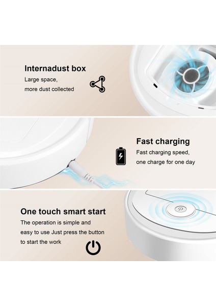 Robotik Vakum Akıllı Düşük Gürültülü Zemin Süpürgesi Toz Toplayıcı Halı Temizleyici, Beyaz (Yurt Dışından) indirimleri