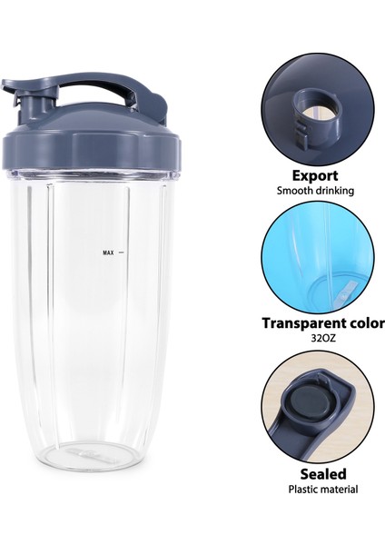 Nutribullet 600W ve Pro 900W Blender Için Flip Top To Go Kapaklı 32OZ Yedek Bardaklar (2 Paket) (Yurt Dışından) fırsatları