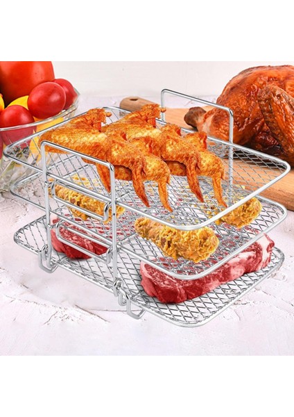 3 Katmanlı Hava Fritöz Rafı Yığılabilir Izgara Izgara Rafı Paslanmaz Çelik Nınja DZ201 DZ401 Hava Fritöz Mutfak Aleti (Yurt Dışından) fırsatları