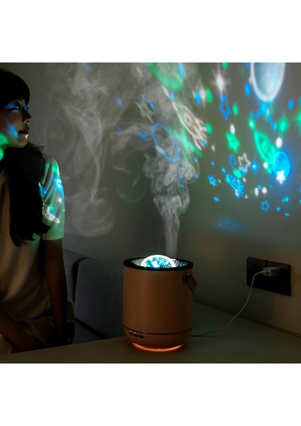 450ML Projeksiyon Aromaterapi Difüzör Ultrasonik Hava Nemlendirici 360 Derece Dönen Projeksiyon Çoklu Modlar Beyaz (Yurt Dışından) indirimleri
