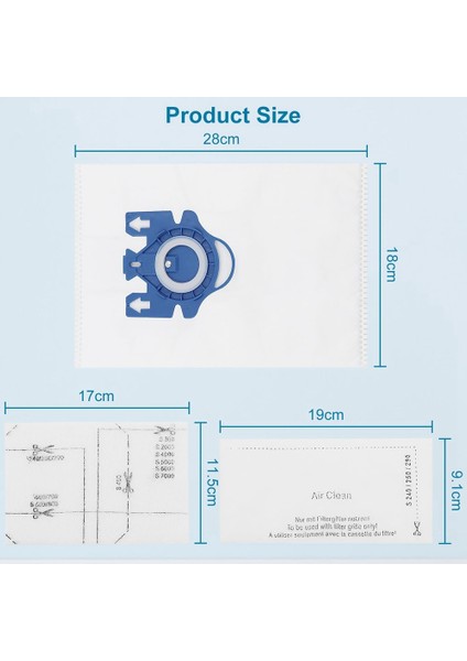 Miele Elektrikli Süpürge Klasik C1, Komple C1, Komple C2, Komple C3, S227, S240, S270, S400 Için 3D Airclean Gn Çantalar (Yurt Dışından) fiyatları