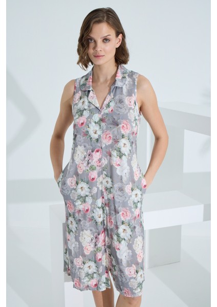 Bambu Kolsuz Cepli Yazlık Kadın Gecelik 72901