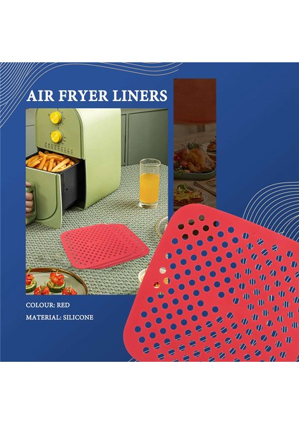 Tekrar Kullanılabilir Fritöz Kaplamaları, Yapışmaz Yüzey, Hava Sirkülasyon Delikleri, Birinci Sınıf Kalite, 3 Kaplama Seti 9x9 Inç, Kırmızı (Yurt Dışından) fırsatları