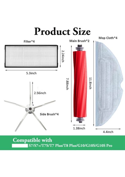 Yedek Ana Fırça Yan Fırça Hepa Filtre Roborock S7 T7S T7 Artı G10 Elektrikli Süpürge Aksesuarları Için Uyumlu (Yurt Dışından) fiyatları