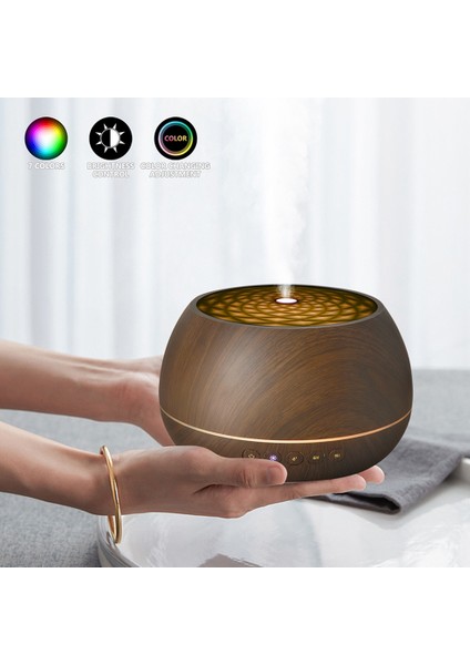Nemlendirici Aroma Yayıcı Ultrasonik Hava Esansiyel Yağı Humidificador 7 Renkli LED Işık Aromaterapi (Açık Ahşap) Ab Tak (Yurt Dışından)
