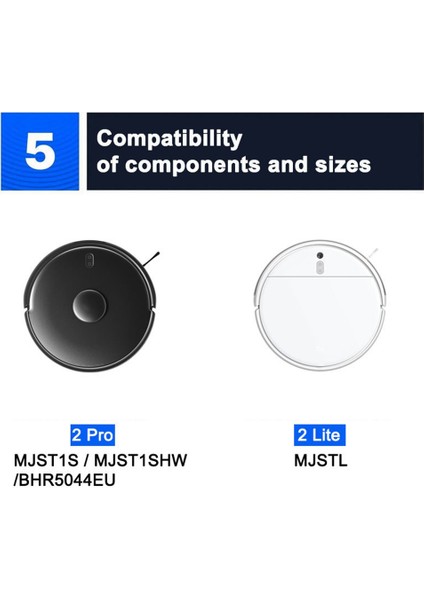 Xiaomi Robot Vakum Paspas 2 Pro/lite MJST1SHW Mjstl Hepa Filtre Paspas Bezi Ana Yan Fırça Elektrikli Süpürge Aksesuarları (Yurt Dışından)