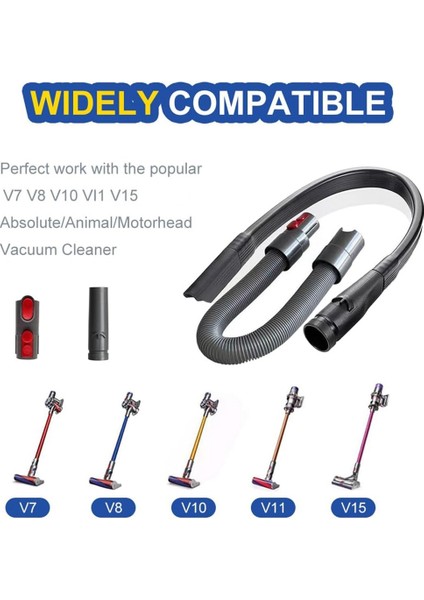 Dyson V7 V8 V10 V11 V15 Için Hortum Aksesuarları, Köşeleri ve Alanı Temizlemek Için Esnek Aralık Başlığı Adaptör Hortum Kiti (Yurt Dışından)