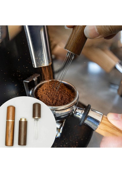 2 Adet Espresso Dağıtım Aracı, Doğal Ahşap Saplı ve Tabanlı Espresso Karıştırıcı Aracı, 5 Iğneli Espresso Kahve Karıştırıcılar (Yurt Dışından)