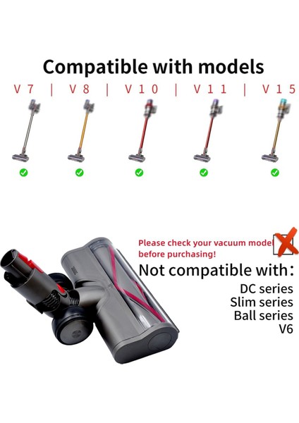 Dyson V7 V8 V10 V11 V15 LED Farlı Turbo Kıllı Silindir Fırça Başlığı ile Elektrikli Süpürge Için Sert Zemin Aparatı (Yurt Dışından) indirimleri