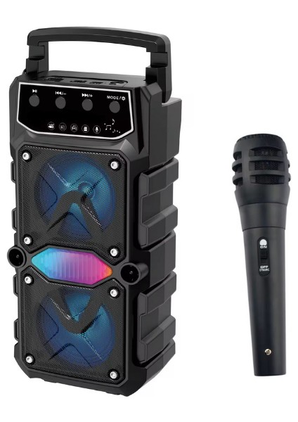 Bluetooth Hoparlör Mikrofon Işıklı Set