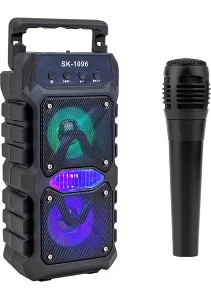 Bluetooth Hoparlör Mikrofon Işıklı Set