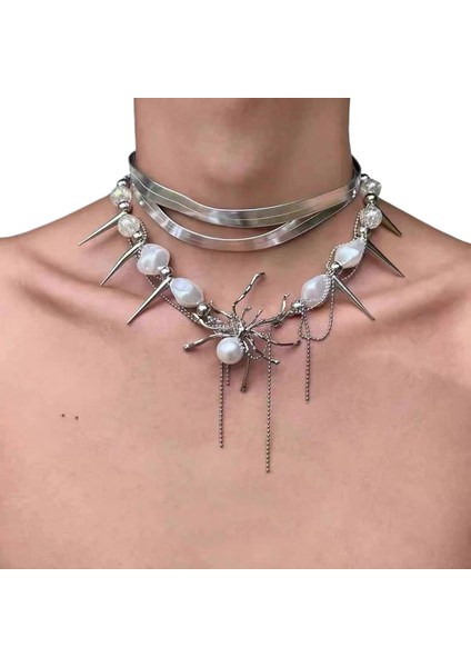 Punk Ağır Ağırlık Çok Katmanlı Püsküllü Yaka Zinciri (Yurt Dışından)