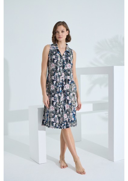 Bambu Kolsuz Cepli Yazlık Kadın Gecelik 72903