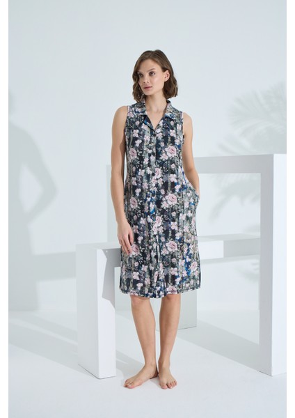 Bambu Kolsuz Cepli Yazlık Kadın Gecelik 72903 modelleri