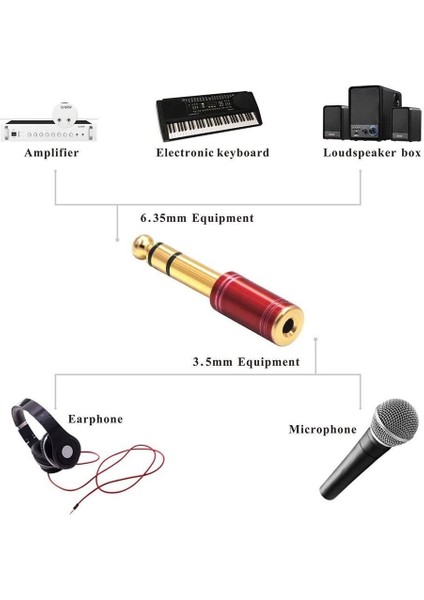 6.3 mm Stereo Erkek To 3.5 mm Dişi Kaliteli Çevirici Kırmızı indirimleri