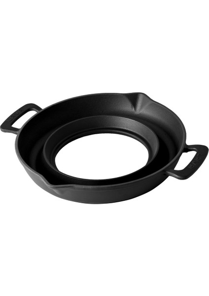 Döküm Yuvarlak Grill Izgara Tavası Genghis Khan Serisi Çift Kulp ve Silikon Tel Saplı Çap(Ø)32cm.