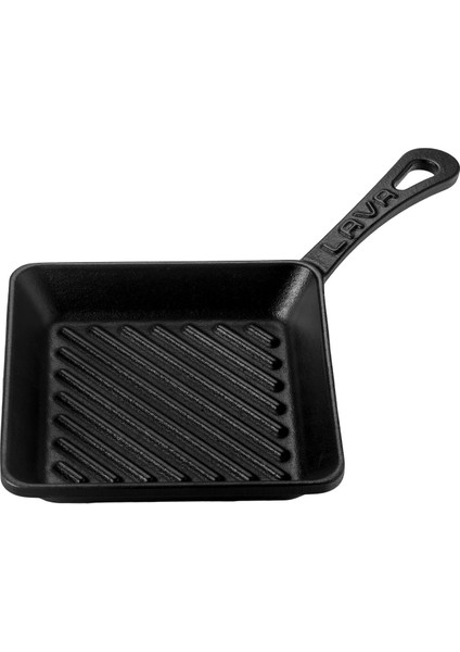 Döküm Mini Kare Izgara Tava Döküm Demir Yekpare Saplı Ölçü 16x16cm.