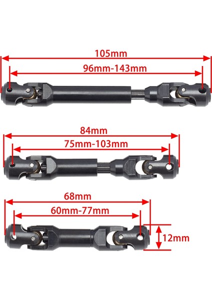 3 Adet Metal Tahrik Mili Cvd Tahrik Mili Traxxas Trx6 Trx-6 G63 6x6 1/10 Rc Paletli Araba Yükseltme Parçaları (Yurt Dışından)