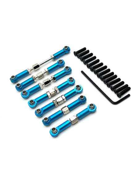 Metal Ön Arka Rot Bağlantı Servo Bağlantı Çubuğu Seti Wltoys 104072 1/10 Rc Araba Yükseltme Parçaları Aksesuarları, Mavi (Yurt Dışından)