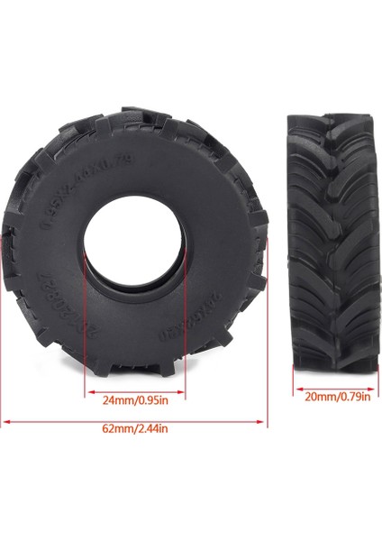 4 Adet 62X20MM 1.0 Çamur Arazi Jant Lastiği Lastik Lastik Eksenel SCX24 AX24 FCX24 TRX4M 1/18 1/24 Rc Paletli Araba Parçaları (Yurt Dışından)