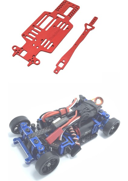 Mini-Q 1/28 Rc Drift Araba Yükseltme Parçaları Için Metal Şasi ve Ikinci Zemin Plakası, Kırmızı (Yurt Dışından)