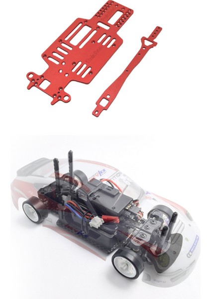 Mini-Q 1/28 Rc Drift Araba Yükseltme Parçaları Için Metal Şasi ve Ikinci Zemin Plakası, Kırmızı (Yurt Dışından)