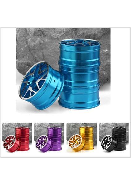 4 Adet 1/10 On-Road Drift Araba 52MM Metal Tekerlek Hub Rc Araba Jant Hsp Tamiya Hpı Kyosho Sakura Traxxas Redcat, Mavi (Yurt Dışından)