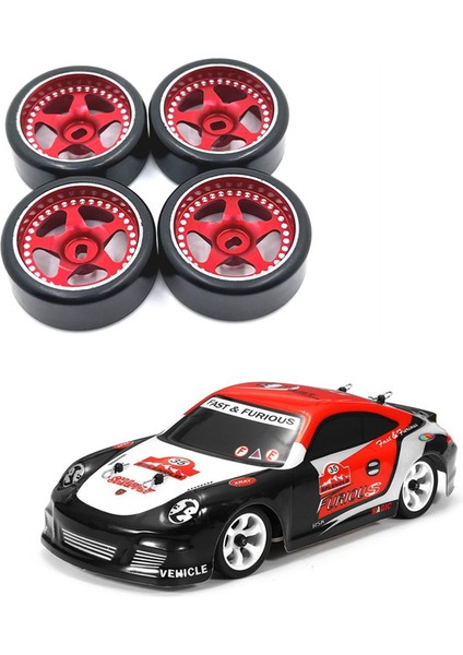 27MM Sert Plastik Drift Lastik Lastik Metal Jant Wltoys 284131 K969 K979 K989 Kyosho Mini-Z 1/28 Rc Araba Parçaları Kırmızı, 2 (Yurt Dışından)