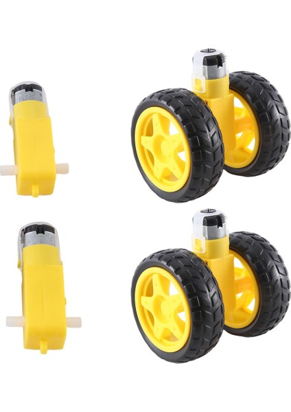 Arduino Akıllı Araba Robotu Için 4 Adet Dc 3-6 V Dişli Motorlu Plastik Lastik Tekerlek (Yurt Dışından)