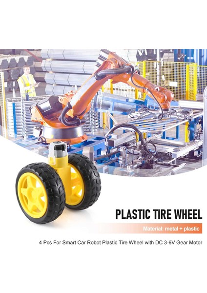 Arduino Akıllı Araba Robotu Için 4 Adet Dc 3-6 V Dişli Motorlu Plastik Lastik Tekerlek (Yurt Dışından)
