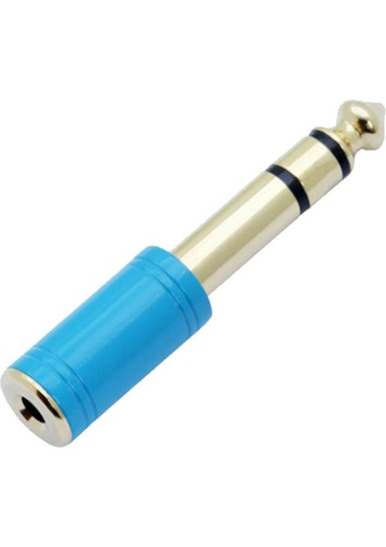 6.3 mm Stereo Erkek To 3.5 mm Dişi Kaliteli Çevirici Mavi
